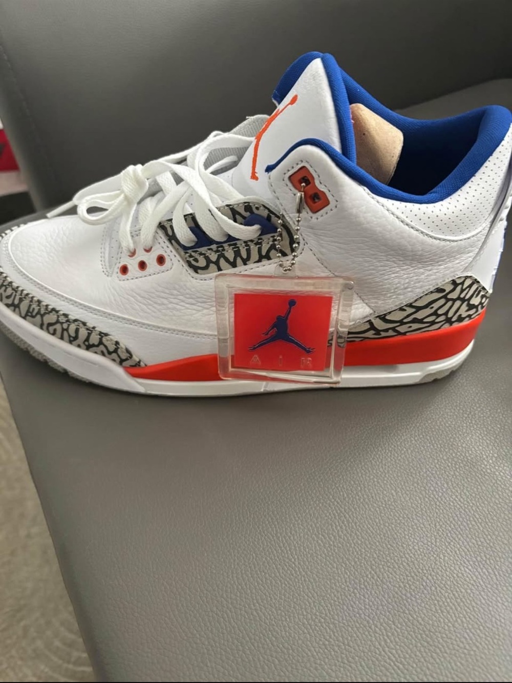 Jordan White Sneakers with Orange & Blue Accents